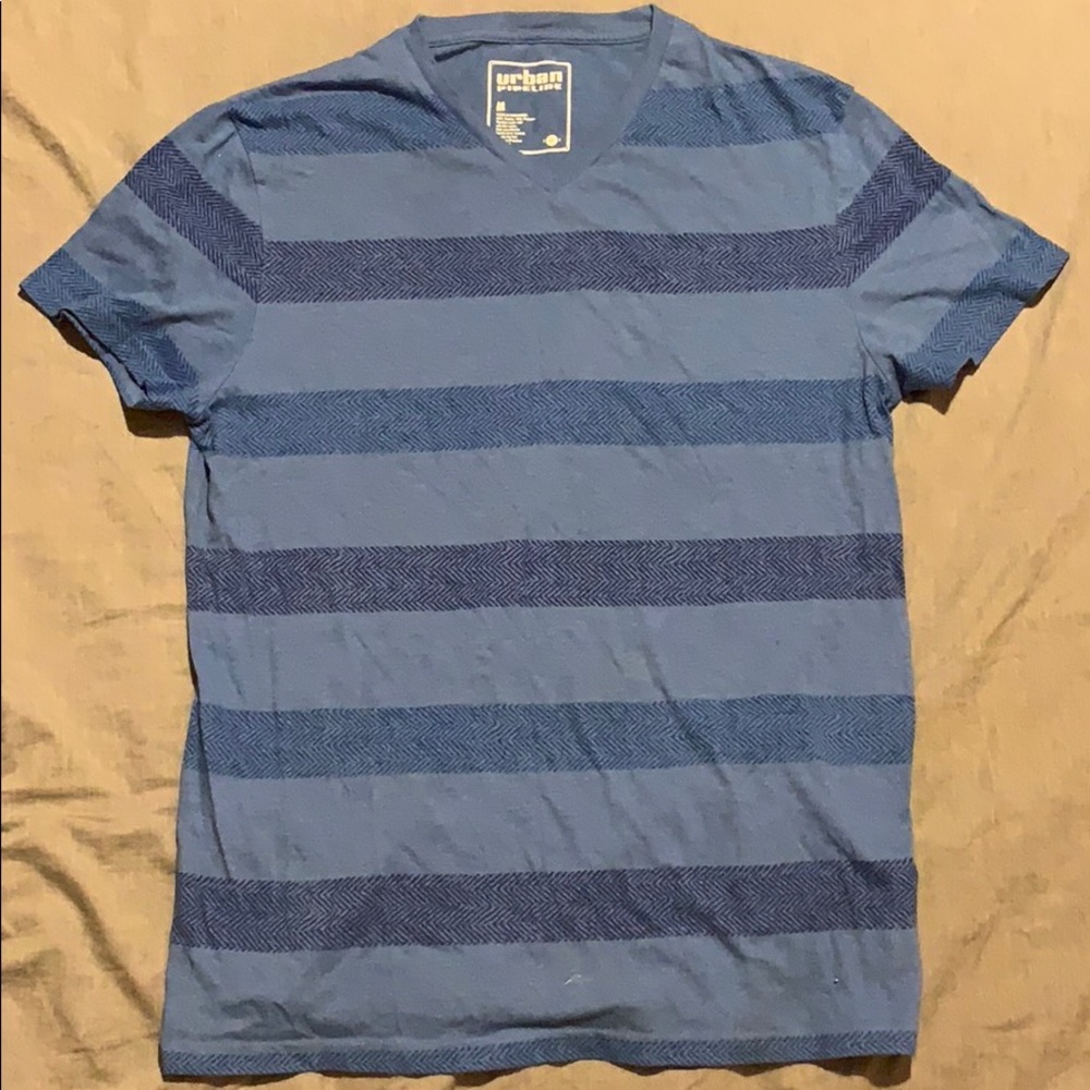 Blue striped v-neck t-shirt